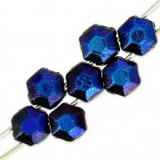 Czech Glass beads Honeycomb Jewel 6 mm Jet Azuro x20|raw }}