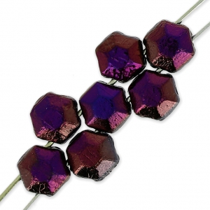 Czech Glass beads Honeycomb Jewel 6 mm Jet Brown Flare x20