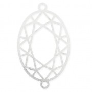 925 Sterling Silver Spacer  like faceted cabochon 2 loops 24mm  x1