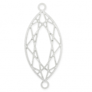 925 Sterling Silver Spacer  like faceted cabochon 2 loops 25mm  x1