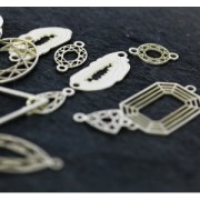 925 Sterling Silver Spacer  like faceted cabochon 2 loops 25mm  x1