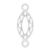 925 Sterling Silver Spacer  like faceted cabochon navette 2 loops 15mm  x1