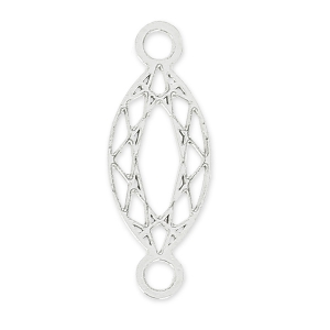 925 Sterling Silver Spacer  like faceted cabochon navette 2 loops 15mm  x1