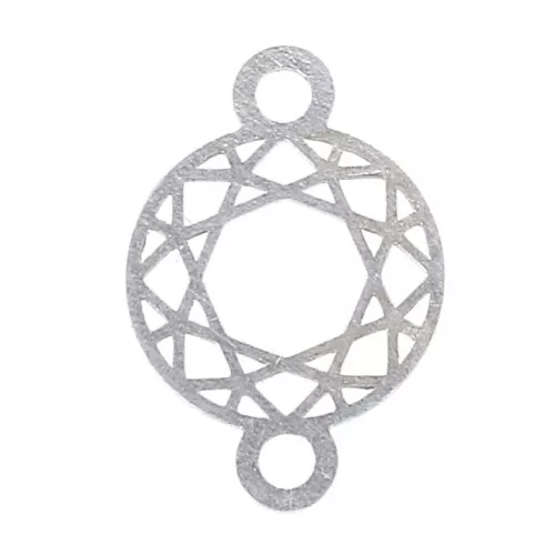 925 Sterling Silver Spacer  like faceted cabochon rond 2 loops 12mm  x1