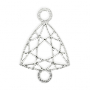 925 Sterling Silver Spacer  like faceted cabochon triangle 2 loops 12mm  x1