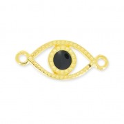 Lucky Eye spacer 2 loops 20mm Black/fine Gold plated x1|raw }}