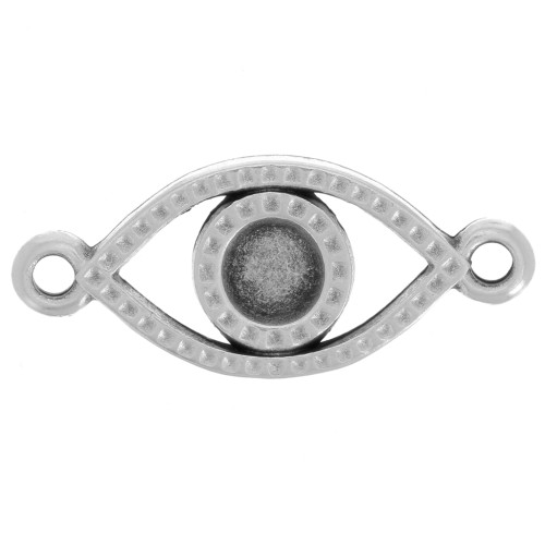 Lucky Eye spacer 2 loops to decorate 20mm Fine silver plating x1