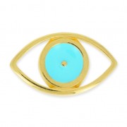 spacer Lucky Eye hollow 25 mm Turquoise/fine Gold plated x1