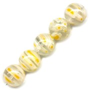 Millefiori rounds 10mm Crystal Yellow flowers x5|raw }}