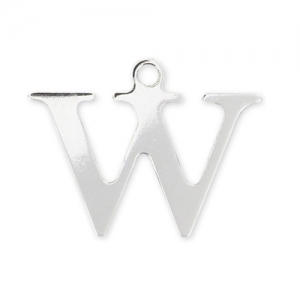 W letter Sterling silver charm 9.5mm x1