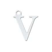 V letter Sterling silver charm 9.5mm x1