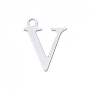V letter Sterling silver charm 9.5mm x1