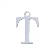 T letter Sterling silver charm 9.5mm x1