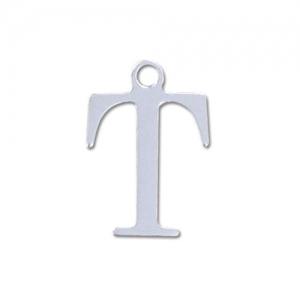 T letter Sterling silver charm 9.5mm x1