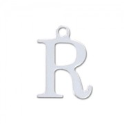 R letter Sterling silver charm 9.5mm x1|raw }}