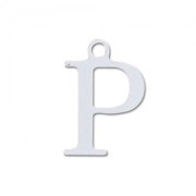 P letter Sterling silver charm 9.5mm x1|raw }}