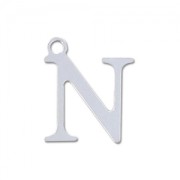N letter Sterling silver charm 9.5mm x1