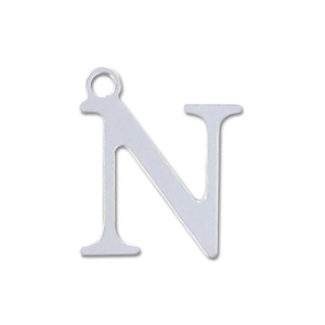 N letter Sterling silver charm 9.5mm x1
