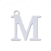 M letter Sterling silver charm 9.5mm x1