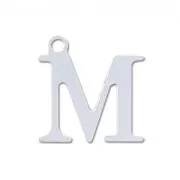 M letter Sterling silver charm 9.5mm x1