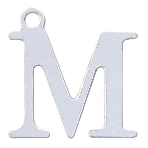 M letter Sterling silver charm 9.5mm x1