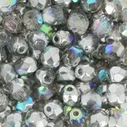 Fire Polished faceted beads 4mm Crystal Silver Rainbow x50