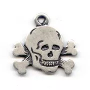 Skull charm Old silver tone 16x20mm x1
