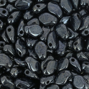 Czech Glass beads Gekko® 3x5 mm Jet Hematite x5g