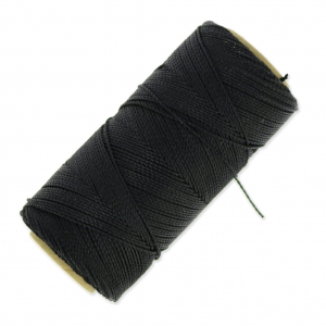 Linhasita waxed thread spool for micro macramé 1 mm - Black (PRETO) x168m