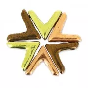 Glasbead V shaped 3 holes AVA® Bead 10x4 mm Op Beige Cr Look x10