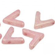Glasbead V shaped 3 holes AVA® Bead 10x4 mm Op Lt Rose C Look x10|raw }}