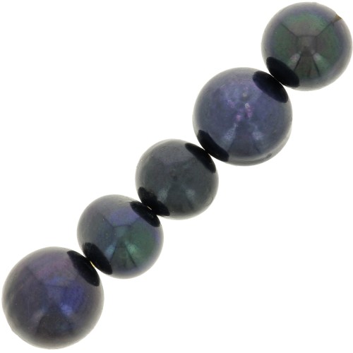 Rounded pearls 7mm iridescent Dark grey x10