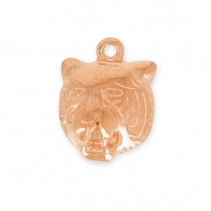 Tiger head charm 17 mm rose gold tone x1