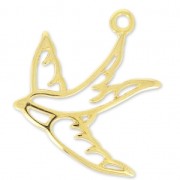 Bird charm 24 mm fine Gold plated x1|raw }}