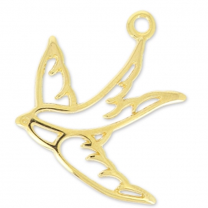 Bird charm 24 mm fine Gold plated x1