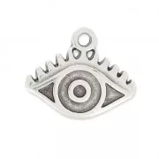 Lucky charm Eye pattern 12mm Antique Silver Plating x1