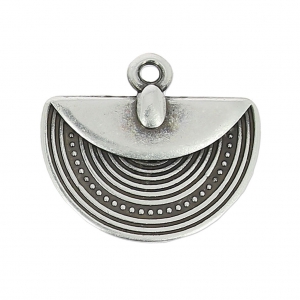 Charm ethnic half-circle 12mm Antique Silver Plating x1