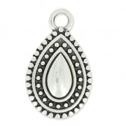Charm Flat drop ethnic 17x10mm Antique Silver Plating x1|raw }}