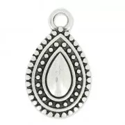 Charm Flat drop ethnic 17x10mm Antique Silver Plating x1