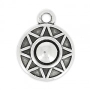 Charm round ethnic 12mm Antique Silver Plating x1