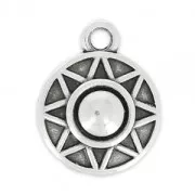 Charm round ethnic 12mm Antique Silver Plating x1