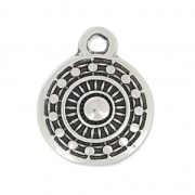 Charm round ethnic 9mm Antique Silver Plating x1|raw }}