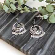 Charm round ethnic 9mm Antique Silver Plating x1