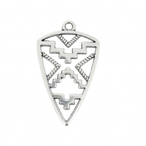 Pendant  ethnic african shield 30mm Antique Silver Plating