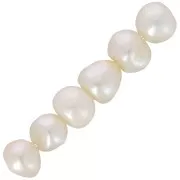Flat rounded pearls 6x4mm white x20
