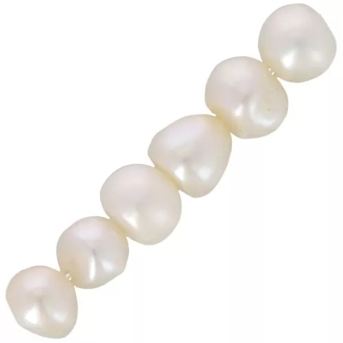 Flat rounded pearls 6x4mm white x20