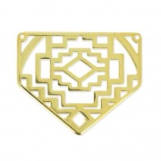 Pendant spacer 2 holes with ethnic design 29mm fine Gold plated x1|raw }}