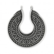 Pendant spacer 2 loops half-moon ethnique 39 mmAntique Silver Plating|raw }}