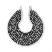 Pendant spacer 2 loops half-moon ethnique 39 mmAntique Silver Plating