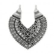 Pendant spacer 2 loops coeur ethnique 43 mmAntique Silver Plating x1|raw }}